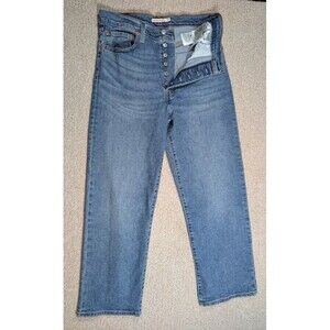 Levi’s Ribcage Straight Ankle Jeans Women’s 31x27 High Rise Button Fly Blue